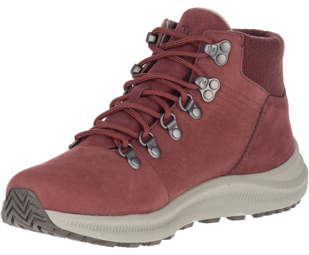 Merrell Boots Burgundy - Ontario Mid Waterproof - Womens 19GDSJKYZ